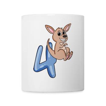 4. Geburtstag Motiv Känguru - vier Jahre - Tasse - Weiß - Vorne
