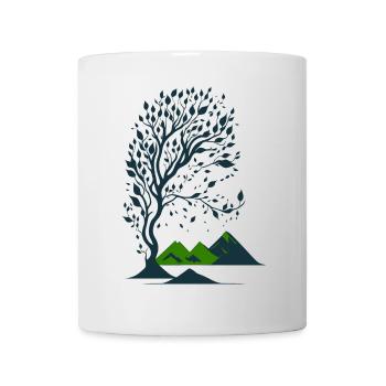 Tree and mountains minimalist - Mug - white - Front