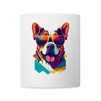 Pawsome Attitude: Retro Hunde-T-Shirt - Tasse - Weiß - Vorne