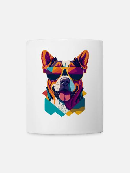 Pawsome Attitude: Retro Hunde-T-Shirt - Tasse - Weiß