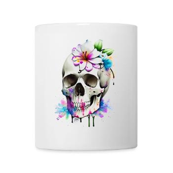 Skull with lilies - Mug - white - Front