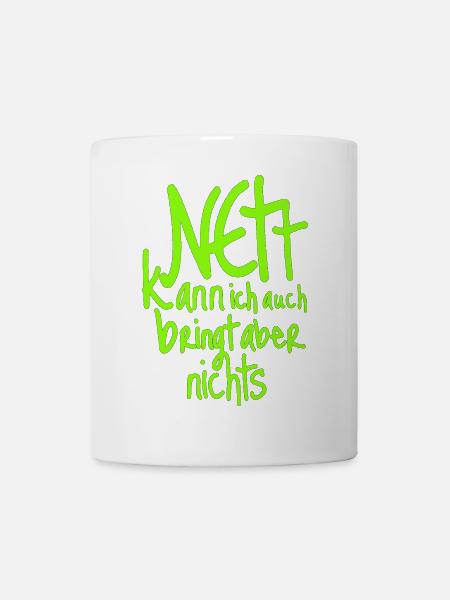 Neon Grüne Handlettering Botschaft auf Schwarz - Tasse - Weiß