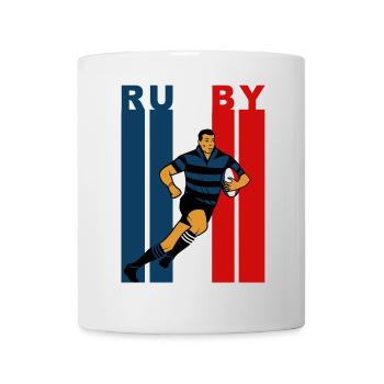 Rugby player on a tricolour background - Mug - white - Front