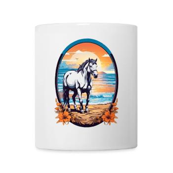 Cheval sur la plage - Mug blanc - blanc - Devant