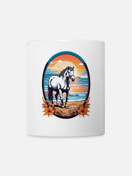 Pferd am Strand - Tasse - Weiß