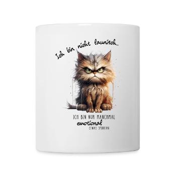 Grimmige Katze im Aquarellstil - Tasse - Weiß - Vorne