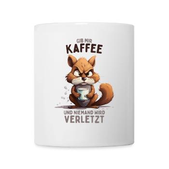 Wütendes Eichhörnchen mit Kaffee - Tasse - Weiß - Vorne