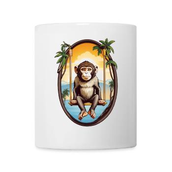 Affe auf Schaukel - Tasse - Weiß - Vorne