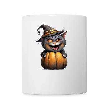 Halloween-Katze - Tasse - Weiß - Vorne