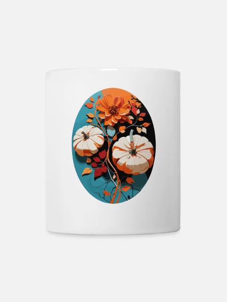Kürbis mit Blumen - Tasse - Weiß