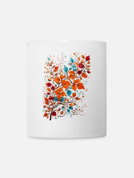 Autumn Flowers with Nuts - Mug - white