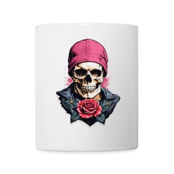 Skull and crossbones with rose - Mug - white - Front