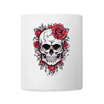 Crâne avec des roses - Mug blanc - blanc - Devant