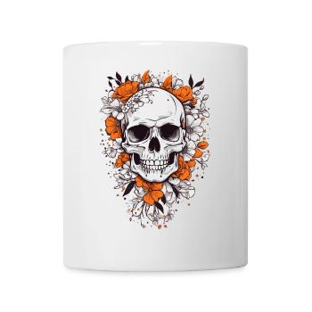 Totenkopf mit Blumen - Tasse - Weiß - Vorne