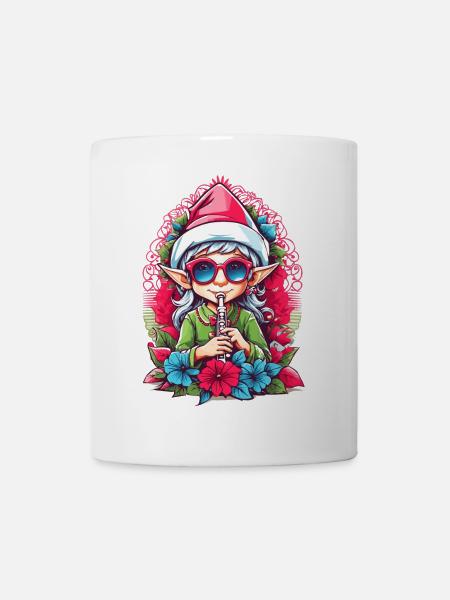 Elfe mit Flöte - Tasse - Weiß