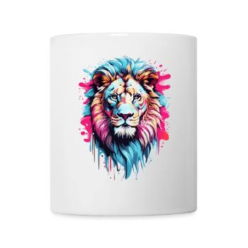 Tête de lion colorée - Mug blanc - blanc - Devant