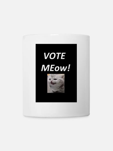 Vote Meow Katziger Wahlwitz - Tasse - Weiß