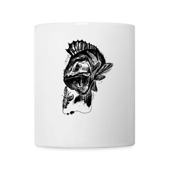 Fisch des Lebens! - Angeltshirt Barschangriff / S - Tasse - Weiß - Vorne