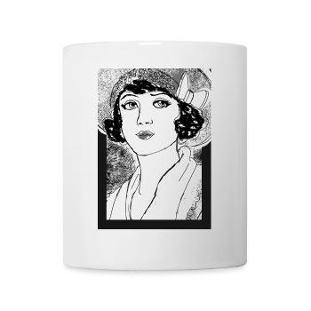 Lady Noir Portrait (Schwarz & Weiß) - Tasse - Weiß - Vorne