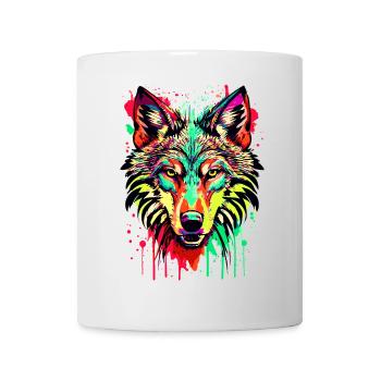 Wolf Farbenfroh - Bunter Wolf - Ich liebe Wölfe - Tasse - Weiß - Vorne