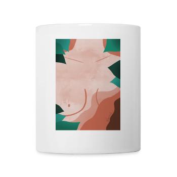 Pfirsich- und Laub-Silhouetten-Grafik - Tasse - Weiß - Vorne
