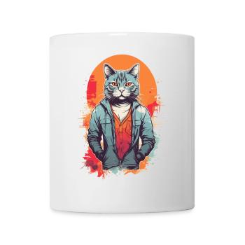 Coole graue Katze - Tasse - Weiß - Vorne