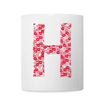Lettre H - tshirt bisous - Mug blanc - blanc - Devant