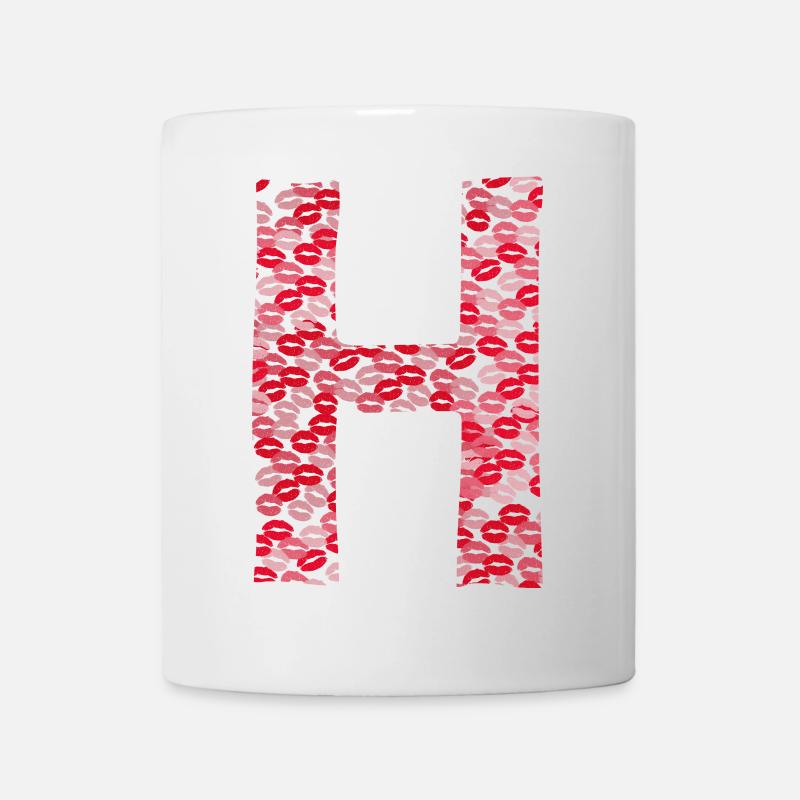 Lettre H - tshirt bisous - Mug blanc - blanc