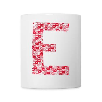 Lettre E - tshirt bisous - Mug blanc - blanc - Devant