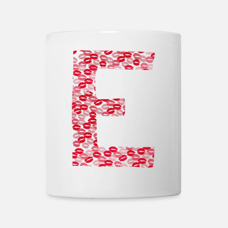 Buchstabe E - T-Shirt-Küsse - Tasse - Weiß