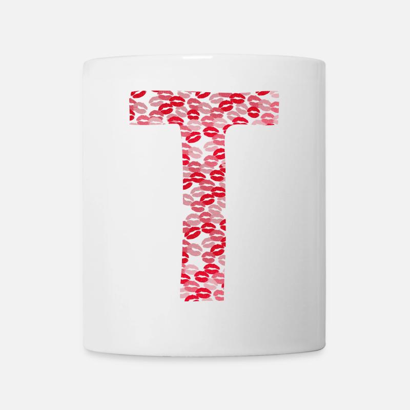 Lettre T - tshirt bisous - Mug blanc - blanc