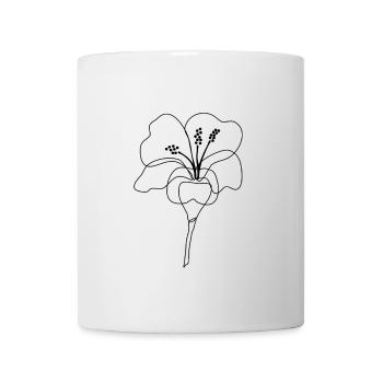 Hibiscus flower simple line art - Mug - white - Front
