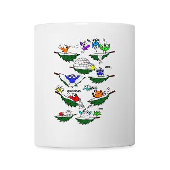 Colorful birds on branches in winter - Mug - white - Front