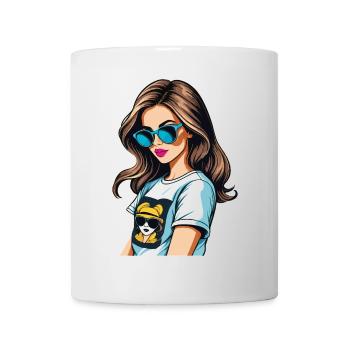 Cartoon girl. - Mug - white - Front