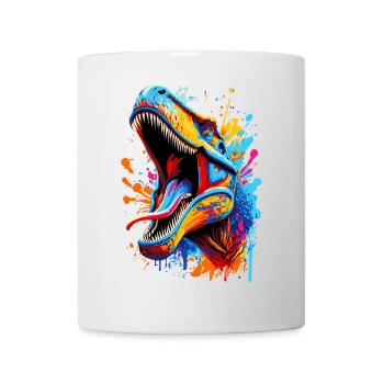 T-Rex Farbenfroh - Tyrannosaurus Rex Dinosaurier - Tasse - Weiß - Vorne