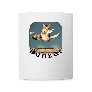 Chat sauteur sur le clavier - Mug blanc - blanc - Devant