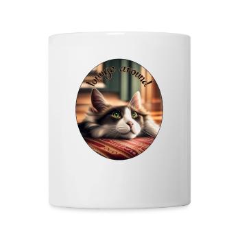 Le chat repose dans la lumière chaude - Mug blanc - blanc - Devant