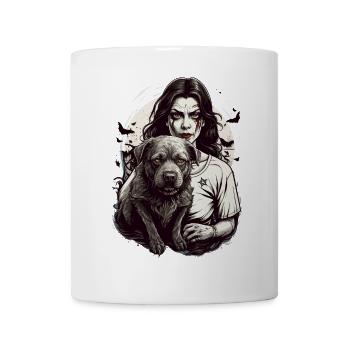 Vampir mit Hund - Tasse - Weiß - Vorne
