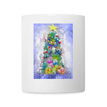 Fabelhafte Hundfamilie im Weihnachtsglanz - Tasse - Weiß - Vorne