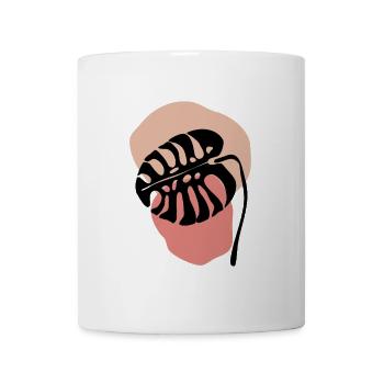 Abstrakte Pflanzenmuster in Pastell - Monstera - Tasse - Weiß - Vorne