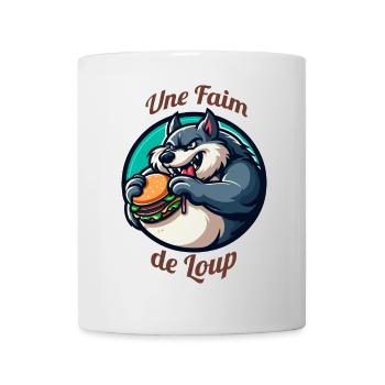 Loup et Hamburger | citation une faim loup humour - Mug blanc - blanc - Devant