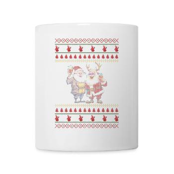 Santa and Reindeer Ugly Chrismas - Mug - white - Front