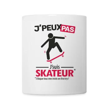 J'peux pas, j'suis skateur - Mug blanc - blanc - Devant