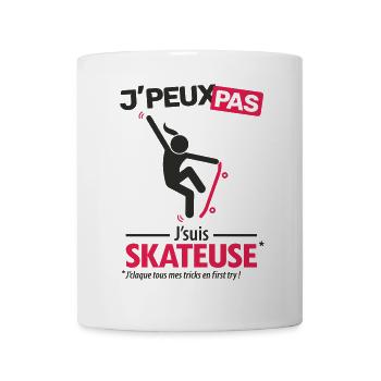 J'peux pas, j'suis skateuse - Mug blanc - blanc - Devant