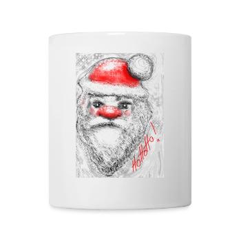 Lustiger Weihnachtsmann mit roter Nase - Tasse - Weiß - Vorne