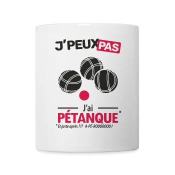 J'peux pas, j'ai pétanque - Mug blanc - blanc - Devant