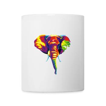 Elephant with colourful abstract motif. - Mug - white - Front