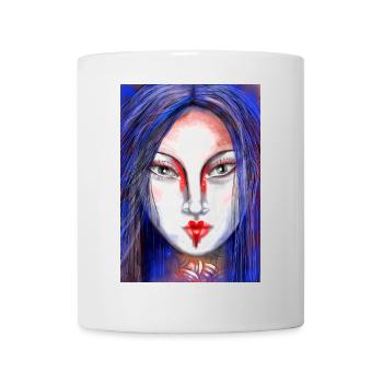 Farbkontrollierte Masken berührte Kunst - Tasse - Weiß - Vorne