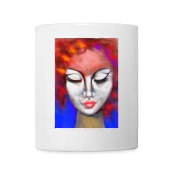 Ausdrucksstarke Frauenporträt Illustration - Tasse - Weiß - Vorne