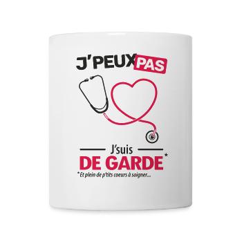 J'peux pas, j'suis de garde - Mug blanc - blanc - Devant